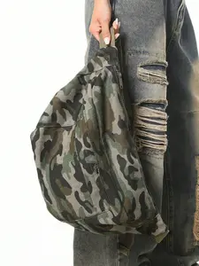 Street-style camouflage casual trendy single-shoulder bag with multiple zippered pockets, featuring a well-organized interior, a fashionable and minimalist large-capacity crossbody bag suitable for daily commutes and party occasions