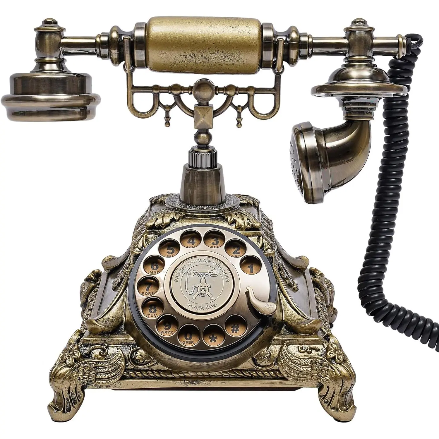 Vintage Telephone, Retro Rotary Dial Telephone, Corded Old Fashion Antique Landline Telephone Decor, Antique Phone for Home Office Hotel Decoration (Bronze)