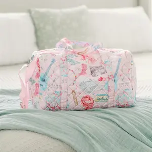 Pink Colorful Music Quilted Duffle - Versatile Storage Option for Versatile Use, Lightweight Design, Ideal for Travel & Everyday Use