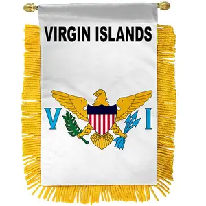 US Virgin Islands 4x6 in Double-Sided Polyester Mini Banner - Hanger-Included Glass Window Flags, Plastic Material for Home Decor & National Pride