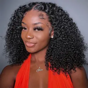 MatchU Hair Kinky Curly 13x4 Lace Front Wigs for Women Glueless Human Hair Wigs 250% Density Pre Plucked With Baby Hair HD Lace Front Wig 100% Unprocessed Virgin Hair