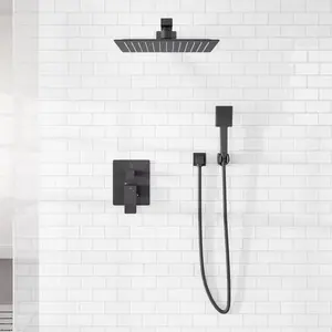 Eviva Edge Shower System with Slide Bar Hand-Shower and Thermostatic Valve in Matte Black