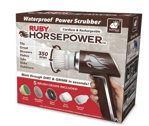 Ruby Horsepower Hand Held Power Scrubber with Multiple Cleaning Brushes--SALE