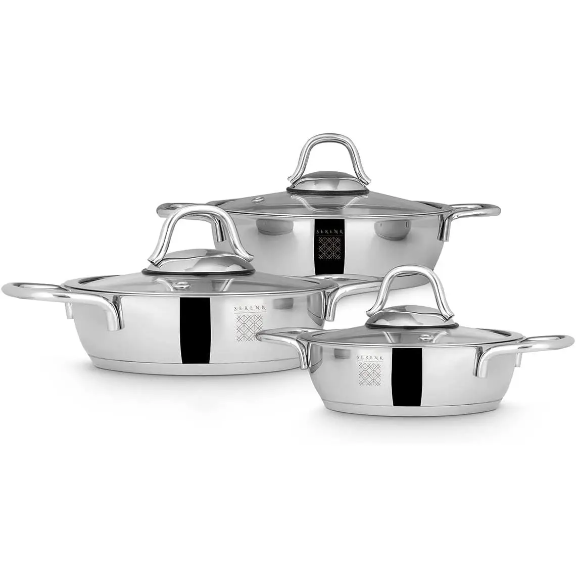 Serenk 6-Piece Everyday Non-Stick Pan Set with Lids – Non-Toxic Induction Frying Pans & Cooking Pots, Egg & Multi-Purpose Cookware Set