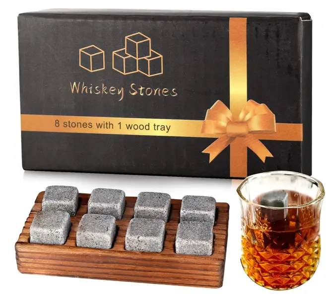 whiskey stones set of 8 with wooden gift box