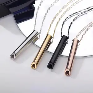 Stainless Steel Anxiety Necklace, Breathing Necklaces for Anxiety Relief Quit Smoking