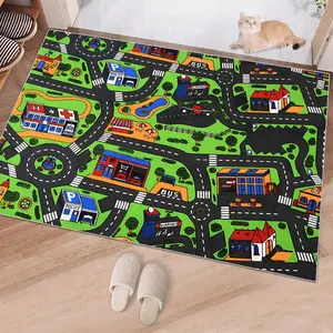 Cartoon City Pattern Floor Mat, Non-slip Soft Floor Carpet, Decorative Area Rug for Home Living Room Bedroom, Home Decor, Home Decor Rugs