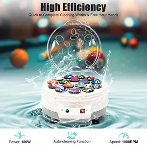 CNCEST Automatic Pool Ball Cleaner Machine 180W Professional Billiard Balls and Snooker Balls Polisher for 16 Balls with Timer, Low Noise Motor & Removable Tray Automatic Timer Pool Ball Cleaner