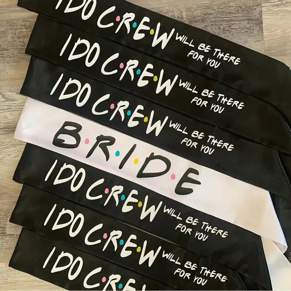 6pcs I Do Crew & 1pc Bride sash set, Party Pack, Party Supplies Set, Friend Themed Bachelorette Hen Night Party Bridal Shower Bach Weekend Girls Trip Wedding Decoration Bridesmaid Maid of Honor Proposal Gift Future Mrs Bride to Be Photo Props
