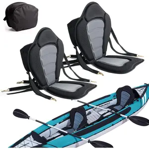 2 Pack of Kayak Seat Deluxe Padded Canoe Backrest Seat Sit  Top Cushioned  Support SUP Paddle Board Seats with Detachable Storage Bag 4 Adjustable Straps for Kayaking Canoeing Rafting Fishing