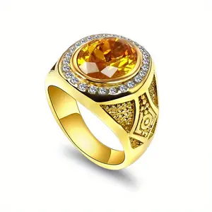 Unisex Vintage Rings Jewelry - European-American Retro Punk Stainless Steel Prong Engagement Ring, Inlaid with Cubic Zirconia, Fashion Accessory for Engagement Wear, Prong Ring,summerwins