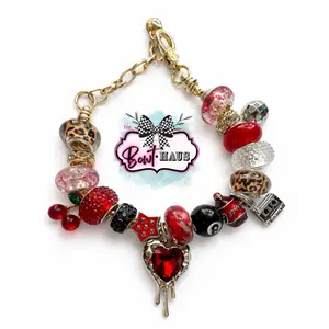 women gifts Cherry coke red trendy drink style charm bracelet trendy cute trending western girlie girly y2k 2000s star wife girlfriend gift limited edition leopards cheetah print custom style handmade jewelry