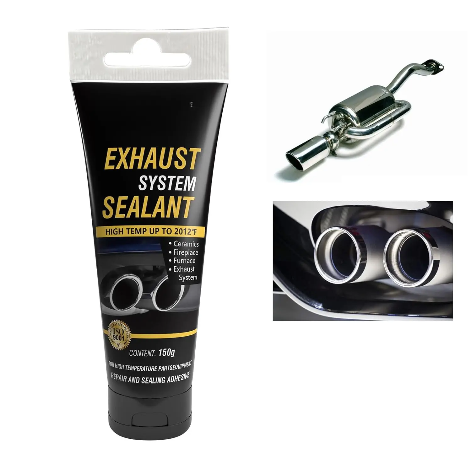 High Temp Exhaust Repair Kit, Muffler Repair Kit & Exhaust Sealant, Exhaust Leak Repair for Muffler, Tailpipe, Exhaust System, 5.3 oz.