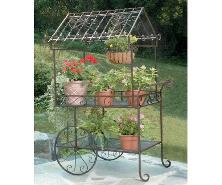 Deer Park D68-TC104 2-Level Rust-Resistant Large Flower Cart - Outdoor Deck Raised Planter Stand with Durability & Natural Patina for Home Improvement, Garden Supplies, Plant Decor