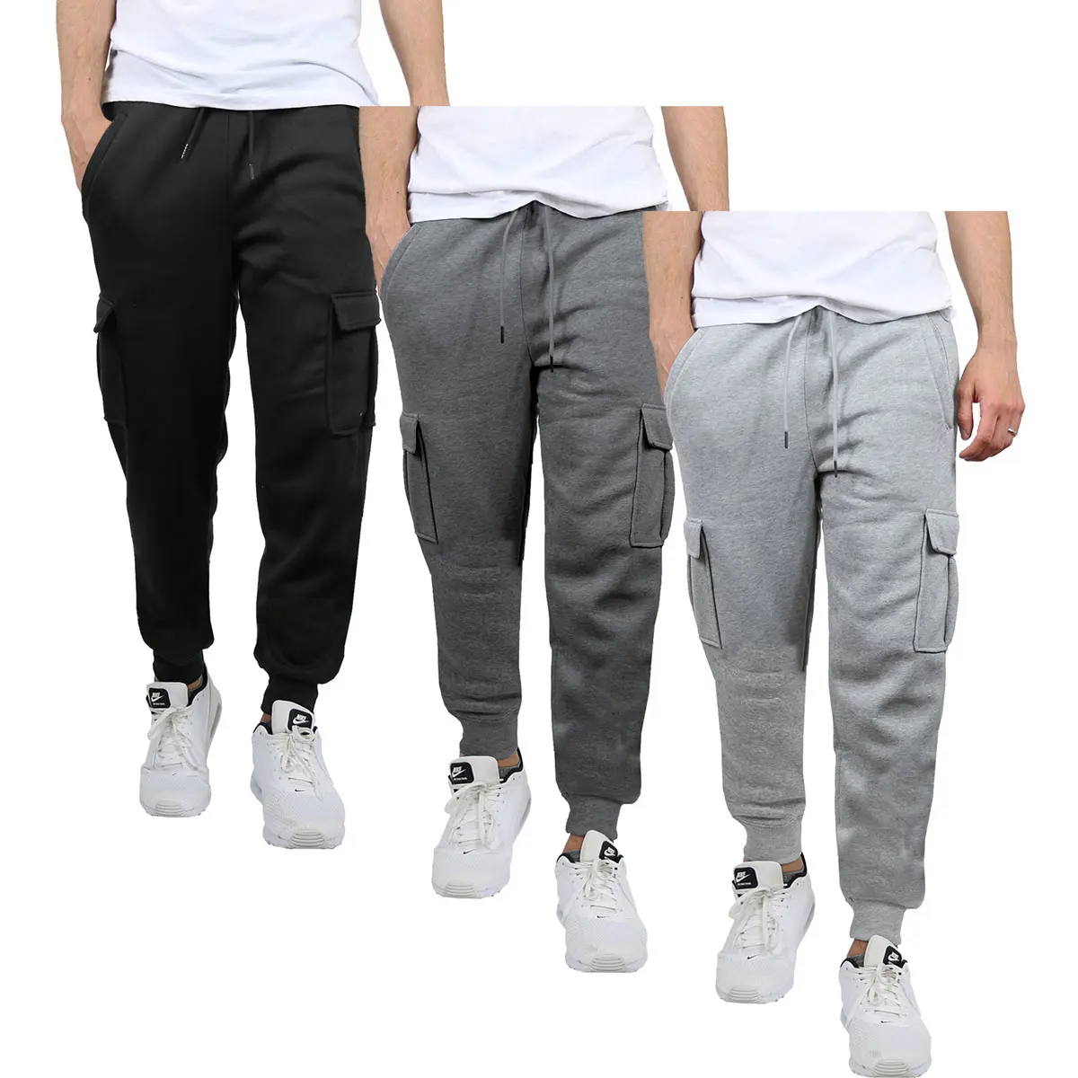 3 Pack Men's Fleece Lined Cargo Jogger Sweatpants (Sizes S-2XL) 3 Pack Men's Fleece Lined Cargo Jogger Sweatpants (Sizes S-2XL)