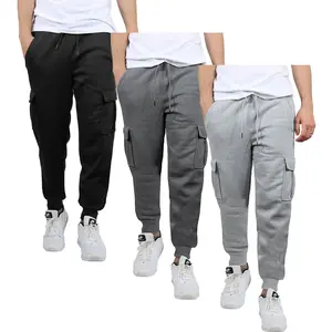 3 Pack Men's Fleece Lined Cargo Jogger Sweatpants (Sizes S-2XL)