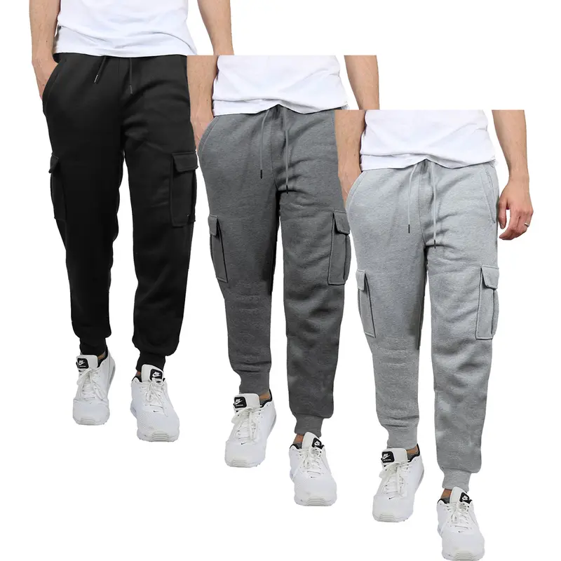 3 Pack Men's Fleece Lined Cargo Jogger Sweatpants (Sizes S-2XL)