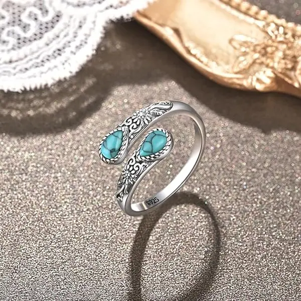Women's Sterling Silver Adjustable Antique Rings - Natural Moonstone, Labradorite, Sunflower Thumb, Vintage Spoon Designs, Peace Jewelry, Friendship & Good Luck Gift for Family or Friends, All Occasions Costume Accessory