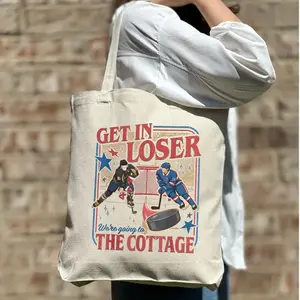 Get In Loser Tote Bag, Heated Rivalry Romance Tote Bag, Hollanov Couple Romance Book Tote Bag, Hockey Rivals Couple Bag, Movie Book Fans Gift