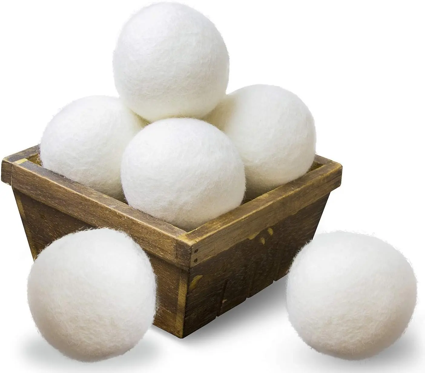 6-Pack Extra-Large Unscented Organic New Zealand Wool Laundry Balls Set, 100% Natural Eco-Friendly Chemical-Free Baby-Safe Home Supplies Accessories, Reduces Wrinkles, Saves Energy & Time, Lasts 1000+ Loads, Ideal for Cotton & Wool Clothing, White, Cotton