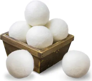 6-Pack XL Wool Dryer Balls – Made from 100% organic New Zealand wool, chemical-free, baby-safe, reduces wrinkles, saves energy and time, lasts 1000+ loads. White, 6 count.