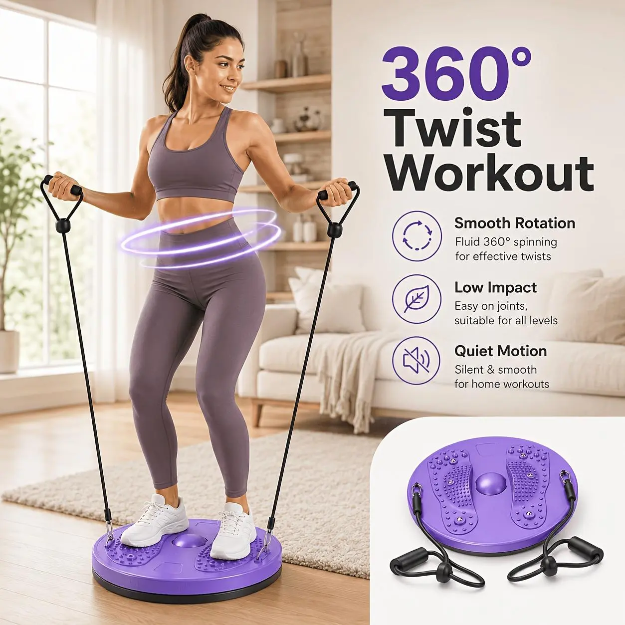 Waist Twister, Ab Twister, for Exercise, Silent Waist Twister, Suitable for Home Gym Equipment, 360-Pound Weight Capacity
