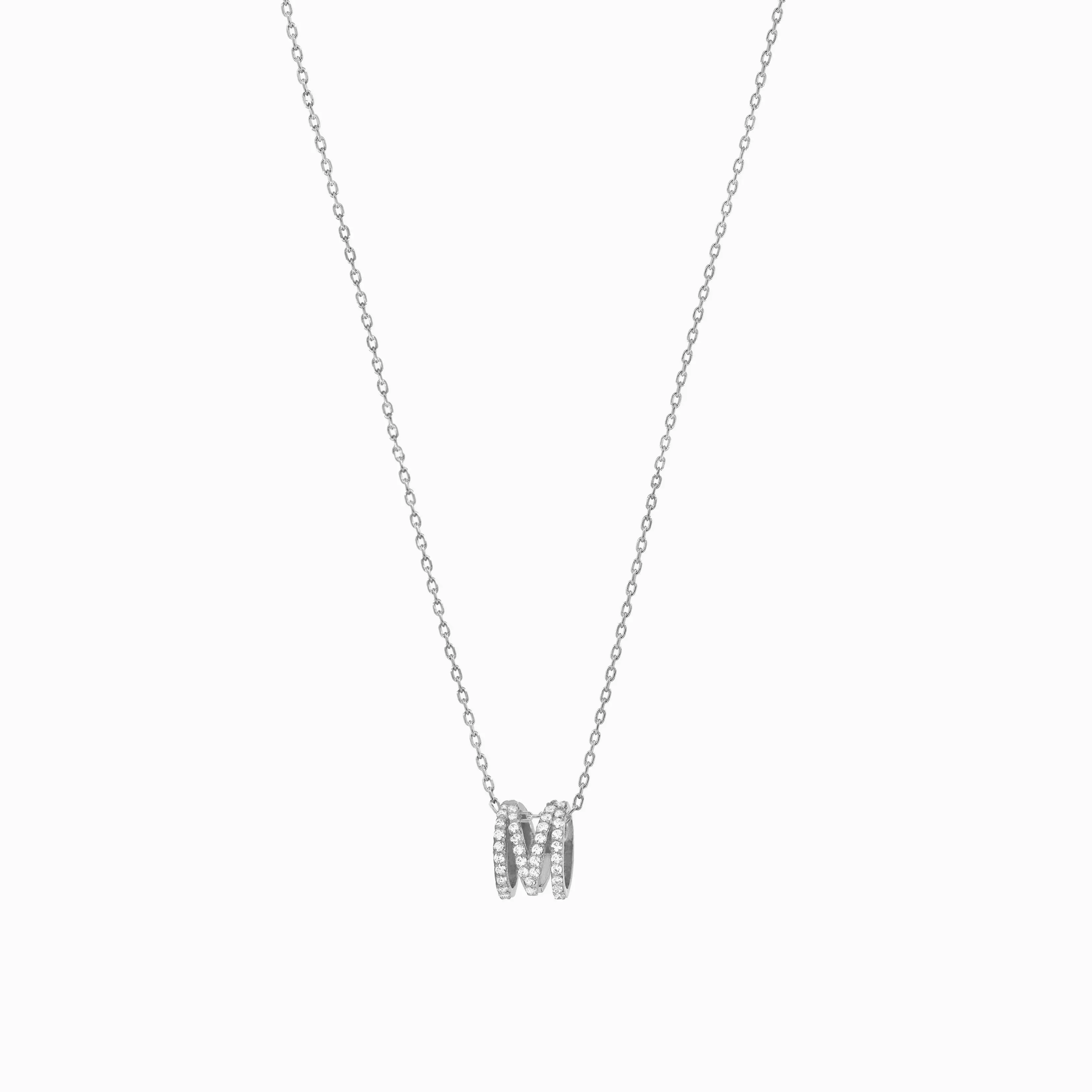 Eclipse M Initial Letter Pavé Lab Diamond Necklace Sterling Silver