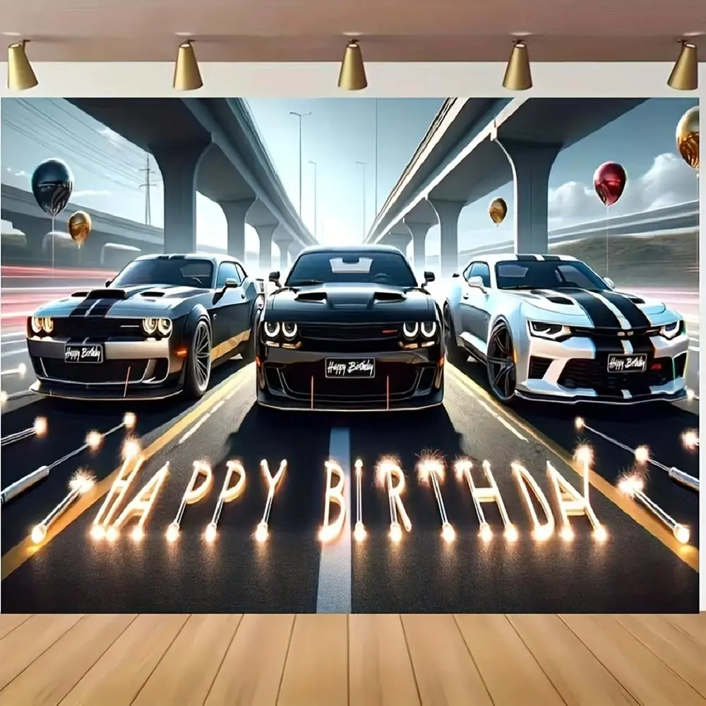 1pc Polyester 2D Flat Car Print Banner - Summervibes, No Electricity Needed, Birthday Party Decorations for Tailgating Celebrations, Party Decor, Flat Banner