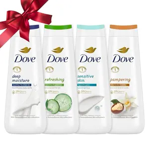 Dove Body Wash Deep Moisture, Sensitive Skin, Cucumber and Green Tea, and Shea Butter & Vanilla Collection 4 Count Skin Cleanser with 24Hr Renewing Micromoisture 20 Oz Unilever Hydrating Moisturizing