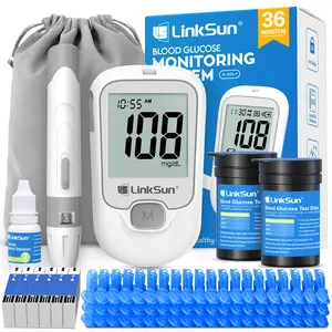Linksun G-425-1 Blood Glucose Monitor Kit, 100/50 Test Strips &100/50 Lancets, 1 Blood Sugar Monitor, 1 Lancing Device, Diabetes Testing Kit, No Coding,500 Memory, Control Solution, Large Display, Glucometer for Home Use Healthcare #SpringStatements