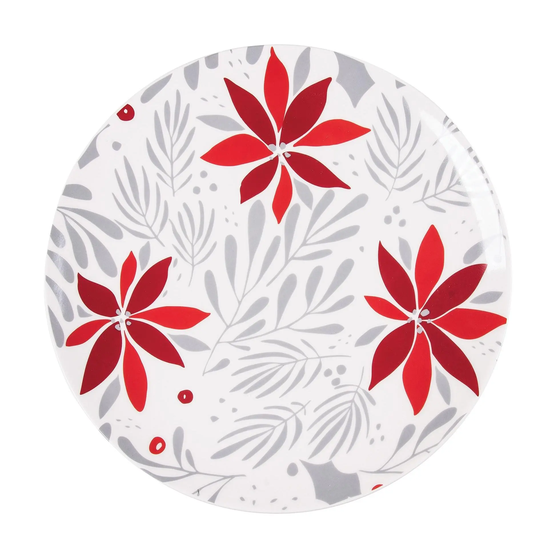 12.5" Poinsettia Christmas Round Platter by Valerie 12.5" Poinsettia Christmas Round Platter by Valerie