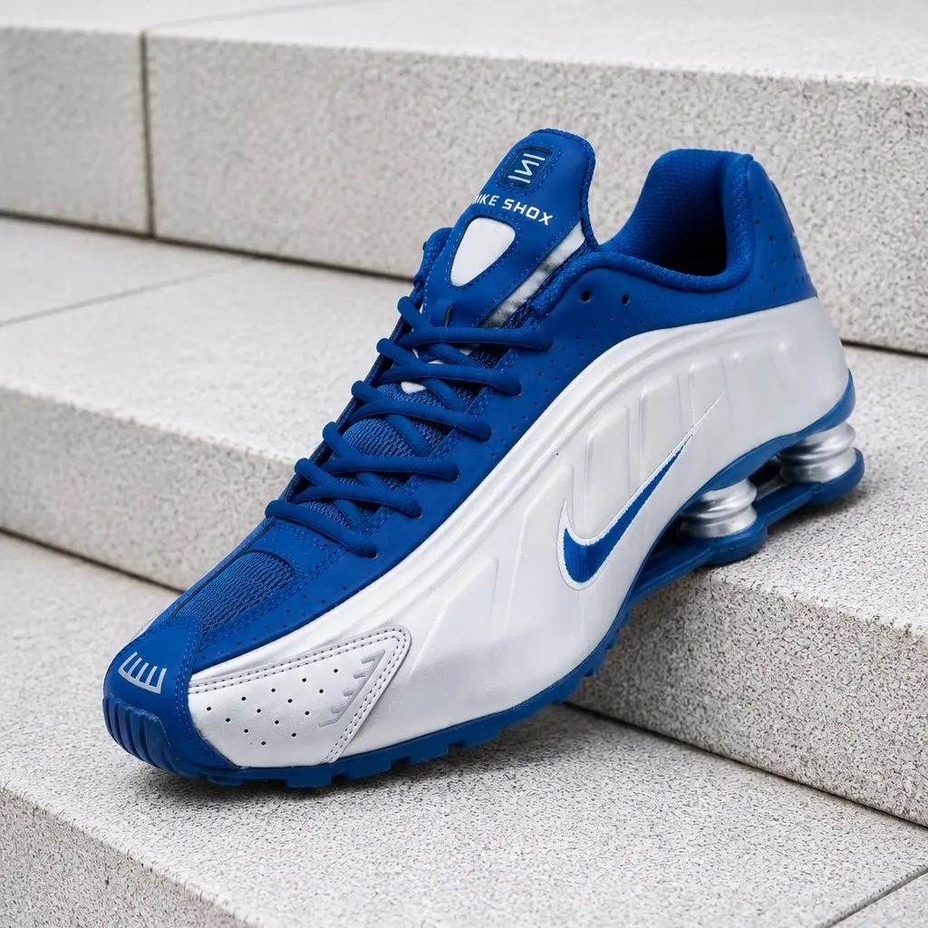 Nike Shox R4 Court Blue Metallic Silver IQ9391-476 Men's Fashion Sneaker New