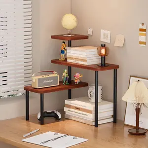 3-Tier Wooden Corner Storage Rack for Space-Saving, Rotating Organizer for Office, Kitchen & Bedroom, Versatile for Books, Decor, Plants & Cosmetics