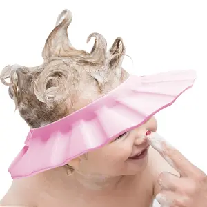Baby Shower Cap Soft Adjustable Baby Bath Head Cap Visor  Washing Hair Shower Bathing Protection Bath Cap  Toddler, Kids, Children (Pink)