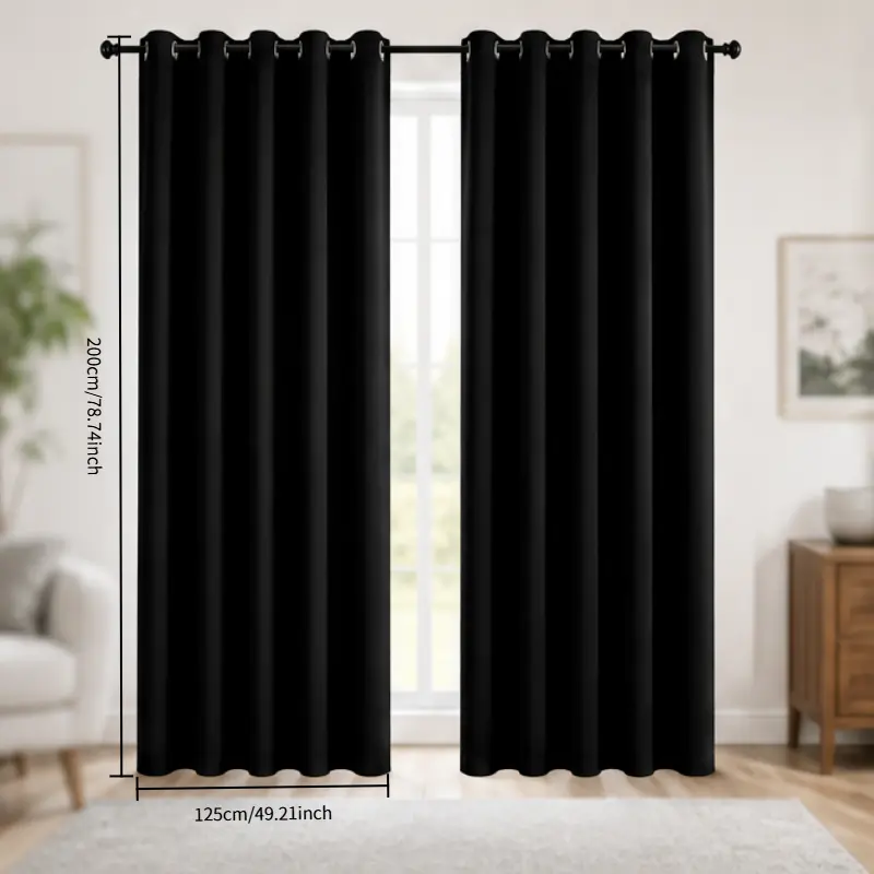 4 pieces/group, 100% blackout curtains to enhance your privacy protection, practical home blackout curtains, black effective blackout, providing you with good sleep by isolating light, suitable for living rooms, bedrooms, balconies