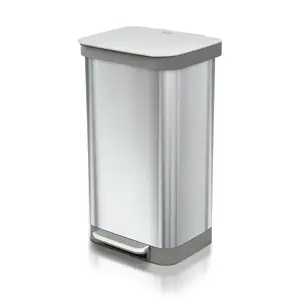 Glad Step Trash Can, Series 2 Soft Close Bin with Odor Protection, 20 Gal, Metal