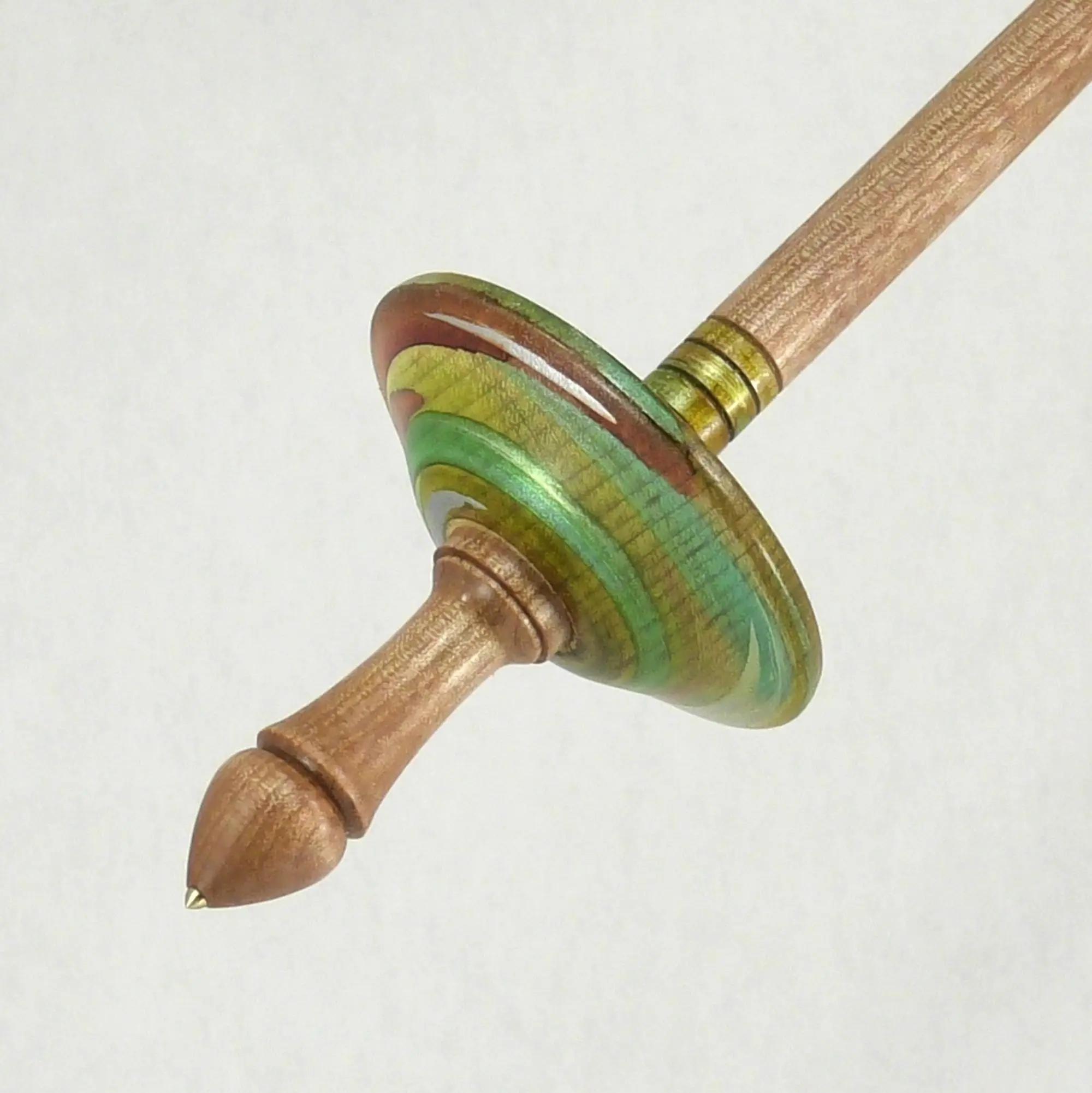 Natural Tip Tibetan Supported Spindle, Dyed Oak, Yarn Spindles, 28 grams