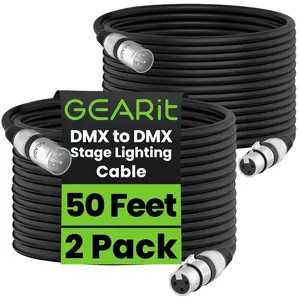 DMX Extension Cable for Stage Lighting 2-Pack, Black