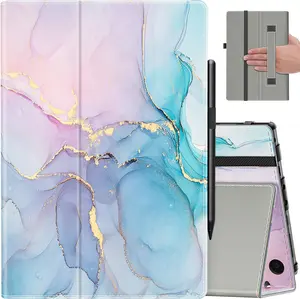 Case for  Kindle Fire HD 8 Tablet & 8 Plus Tablet(12th Generation/10th Generation, 2024/2022/2020 Release), Slim Vegan Leather Folding Stand Cover with Auto Wake/Sleep, Dreamy Marble