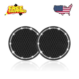 Car Cup Holder Coaster, Insert 2 Pack Universal Auto Anti Slip Black