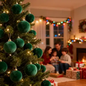 12 Dark Green Velvet Christmas Balls, 2.36inch Christmas Hanging Balls, Suitable for Christmas, Thanksgiving, Valentine's Day, Weddings, Party Decorations, Decorative Hanging Balls