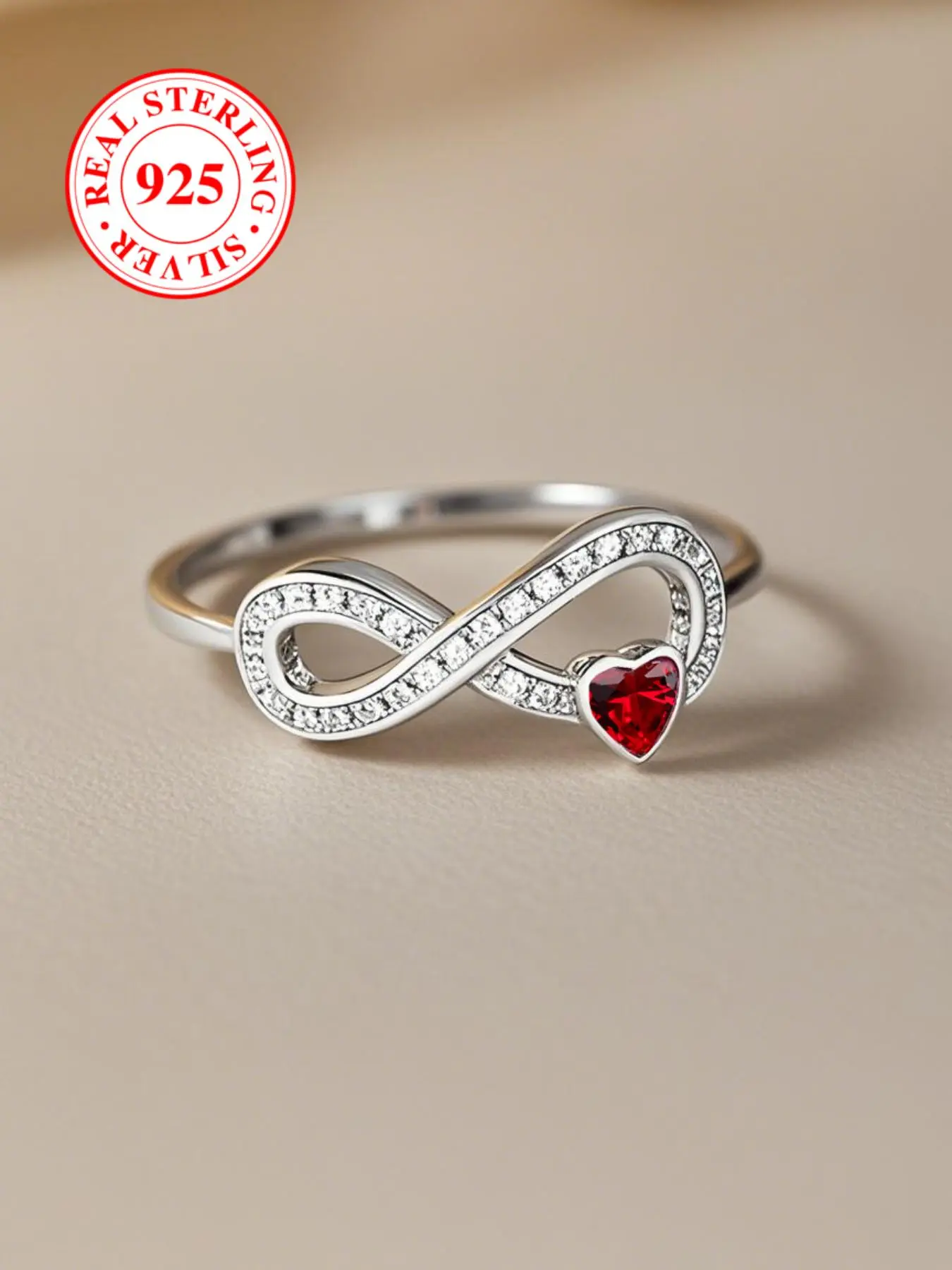 S925 Sterling Silver Infinity Love, Artificial Zirconia Elegant Women's Stackable Ring, Engagement Wedding Rings, Bridal Jewellery, Elegant Fashion Rings, Casual Ring, Everyday Ring, Suitable for Daily Dating Wear, Stackable Wedding Band
