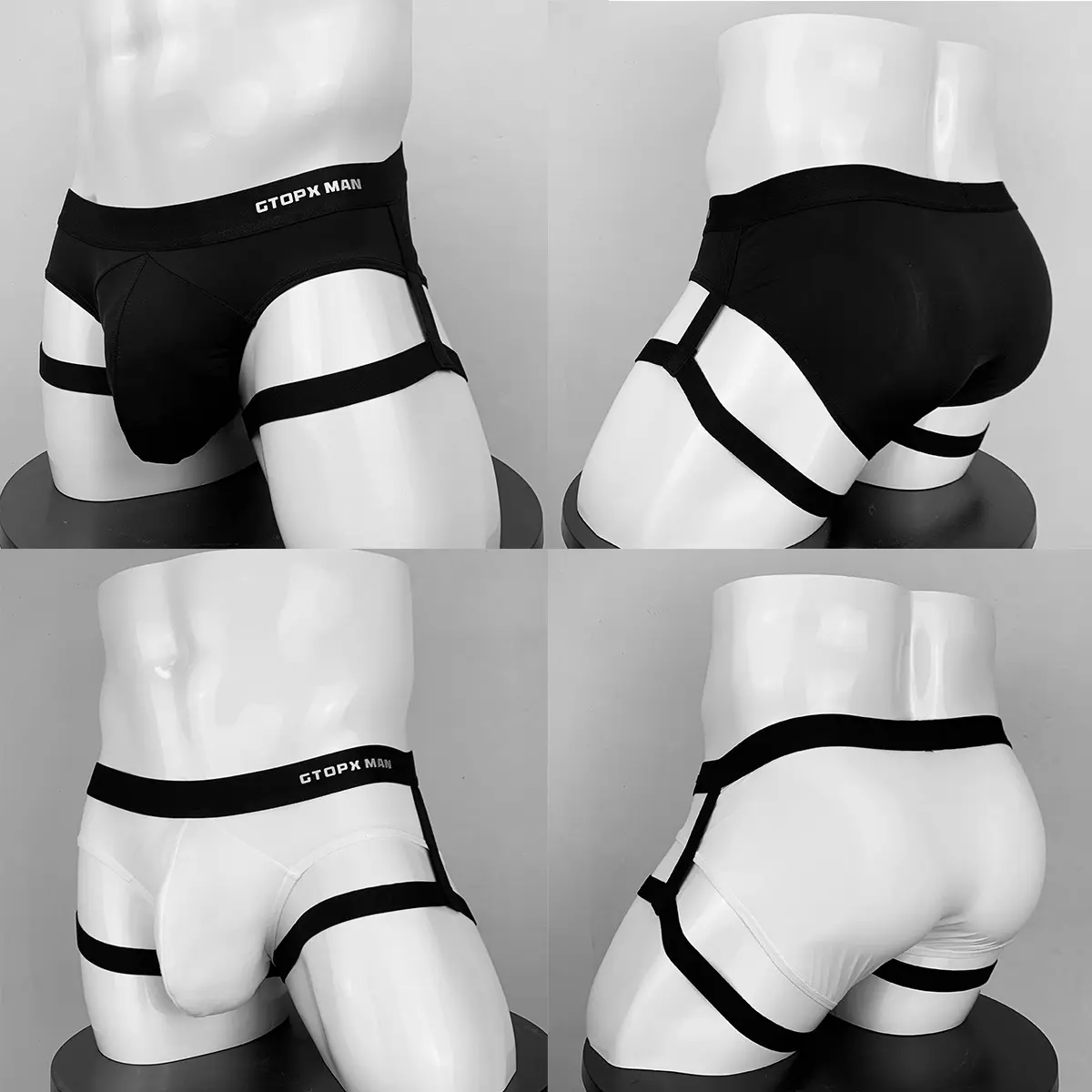 Men's Sexy Jock Strap Personalized Thong Underwear Ice Silk Strap U Convex Bag Fun Brief Slim Fit Underwear