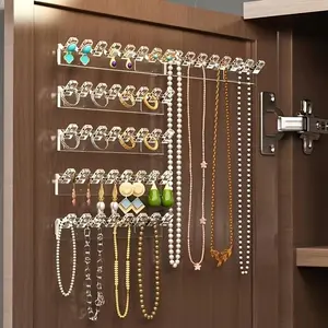 3-Piece Acrylic Jewelry Rack, Wall-Mounted Organizer with Hooks, Space-Saving Storage for Necklaces, Bracelets, Earrings, Rings, Jewelry Storage Unit