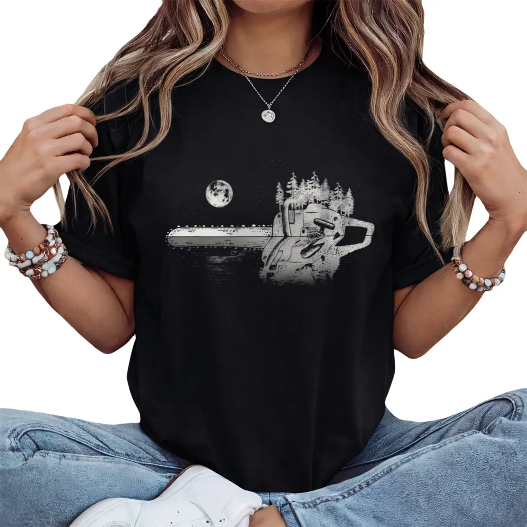 Men'S & Women'S Vintage Carpenter Chainsaw Graphic T-Shirt - 100% Short Sleeve Tee with Saw Blade & Chainsaw Design Fit Love