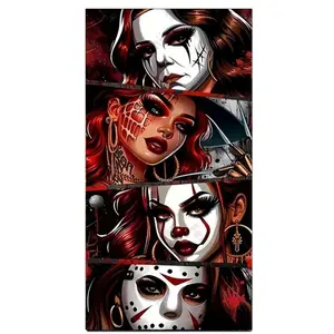 Large Size Halloween Diamond Art Kits for Adults Beginners,DIY Horror Diamond Art Kits,5D Easy Full Round Drill Painting Paint by Diamonds Dot Gem Art Crystal,Home Wall Decor