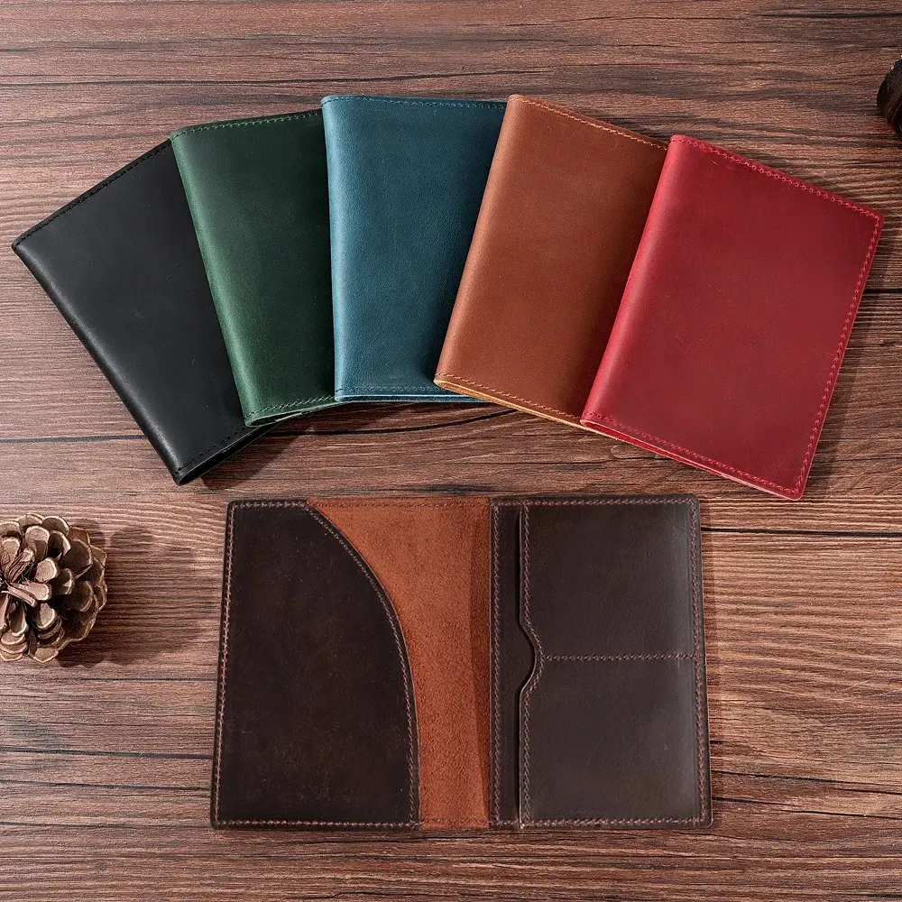 Premium genuine leather passport cover crafted from full grain & crazy horse leather, stylish colorful passport holder for travel