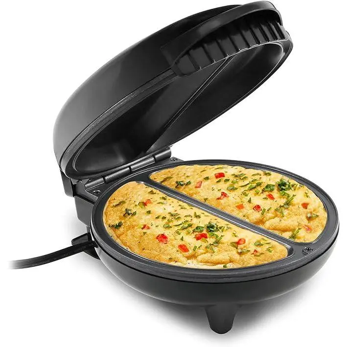 Versatile Non-Stick Kitchen Omelet Maker - Stainless Steel & Black, Makes 2 Individual 6.5" Omelets for Brunch, Frittata & Snack Pockets