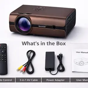 Excelvan BL46 Mini LCD Projector - 1080P Full HD, 1100 Lumens, Wireless Bluetooth, Built-in Speaker, Quiet Cooling, Portable Tabletop, Remote Control, Cable, USB, Projector for Bedroom, Business Use