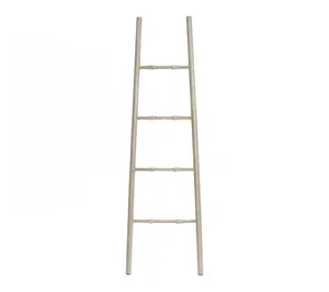 LuxenHome Rustic Birch Wood 4-Rung Blanket Ladder